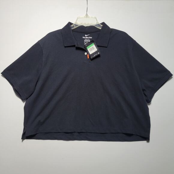 NWT Nike Woman’s Cropped Golf Polo Black Dri-fit Size XL Loose Fit DC3426-010 - Picture 7 of 13